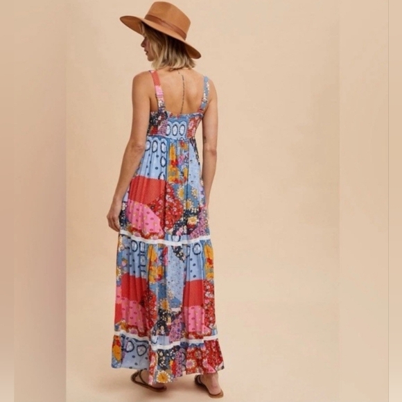 In Loom Bohemian Patchwork Maxi Dress Size Medium - Picture 2 of 16